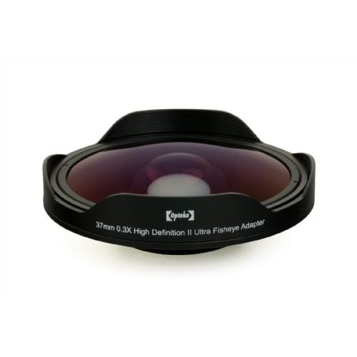 Opteka OPT-SC37FE Platinum Series 0.3X HD Ultra Fisheye Lens for 25mm, 30mm, 30.5mm & 37mm Digital Video Camcorders Black
