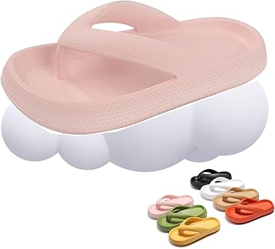 LELEBEAR Cloudies Flip Flops for Women, Cloudies Slides for Women, Cozislides Soft Slides Sandals for Indoor and Outdoor, Pink, 11.5-12 Women10.5-11 Men