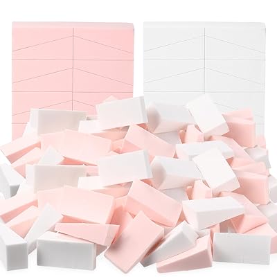 TecUnite 100 Pieces Makeup Sponge Cosmetic Latex Free Wedges Makeup Sponges for Foundation Small Wedge Shaped Smooth for Blending Liquid Cream Foundation Tools FestivalPink,White