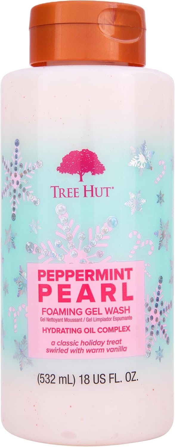 Tree Hut Peppermint Pearl Foaming Gel Wash | Cleanses & Soothes Skin Without Removing Moisture | Made by Our Hydrating Oil Complex | Limited Edition Holiday | 19 fl. oz