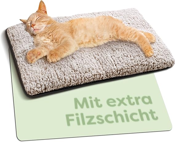 Knupis Self-Heating Blanket for Cats Brown 60 x 45 cm Soft & Cuddly Cat Blanket Washable Cover with Non-Slip Underside Electric Blanket for Cats Heat Cushion Brown